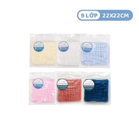 L'ANGE KHĂN SỮA/KHĂN LÓT ĐẦU/KHĂN LAU MẶT/KHĂN YẾM VẢI BÔNG 9 LỚP 22x22cm (SET 1 CÁI)