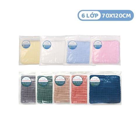 L'ANGE KHĂN TẮM/KHĂN QUẤN/CHĂN ĐẮP VẢI BÔNG 6 LỚP 70x120cm