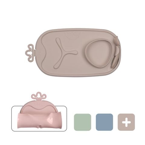 b.box Khay Ăn Dặm Silicone Có Thể Cuộn Tròn, Tặng Kèm Muỗng Cho Bé