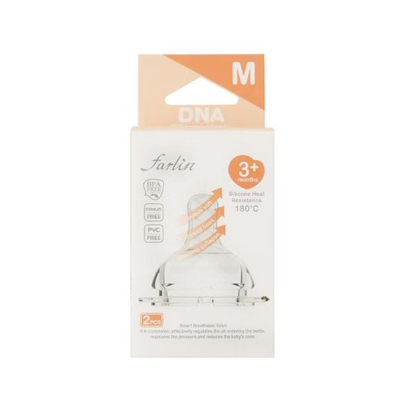 FARLIN Núm Ti Thay Thế Bình Sữa Thủy Tinh Cổ Rộng (Set 2 Cái)