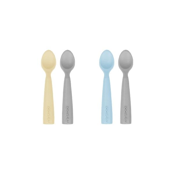 MinikOiOi Muỗng Ăn Dặm Silicone Cao Cấp Mềm Mại Cho Bé (Set 2 Cái)