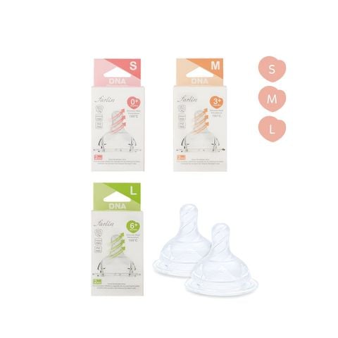 FARLIN Núm Ti Thay Thế Bình Sữa Thủy Tinh Cổ Rộng (Set 2 Cái)