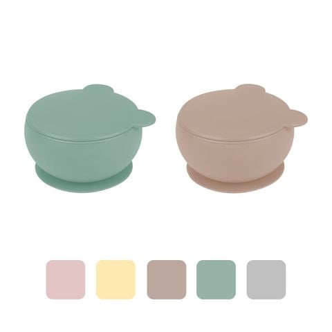 MinikOiOi Chén Ăn Kèm Nắp Đậy Silicone Có Đế Hít Chống Trơn
