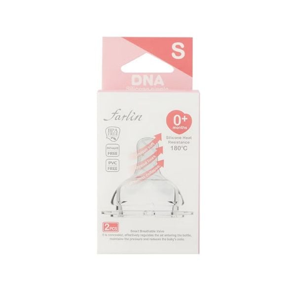 FARLIN Núm Ti Thay Thế Bình Sữa Thủy Tinh Cổ Rộng (Set 2 Cái)