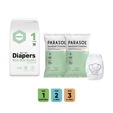 Parasol Tã/Bỉm Dán Thấm Hút, Chống Hăm, Kháng Khuẩn Tự Nhiên Cho Bé (Gói Dùng Thử)