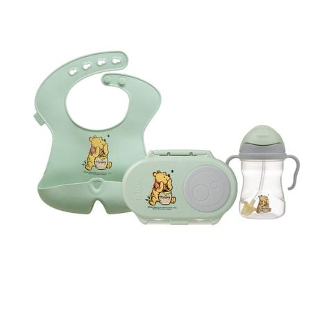 b.box Set Hộp Đựng Đồ Ăn Vặt, Yếm Ăn Dặm & Bình Nước Phiên Bản Winnie the Pooh Cho Bé