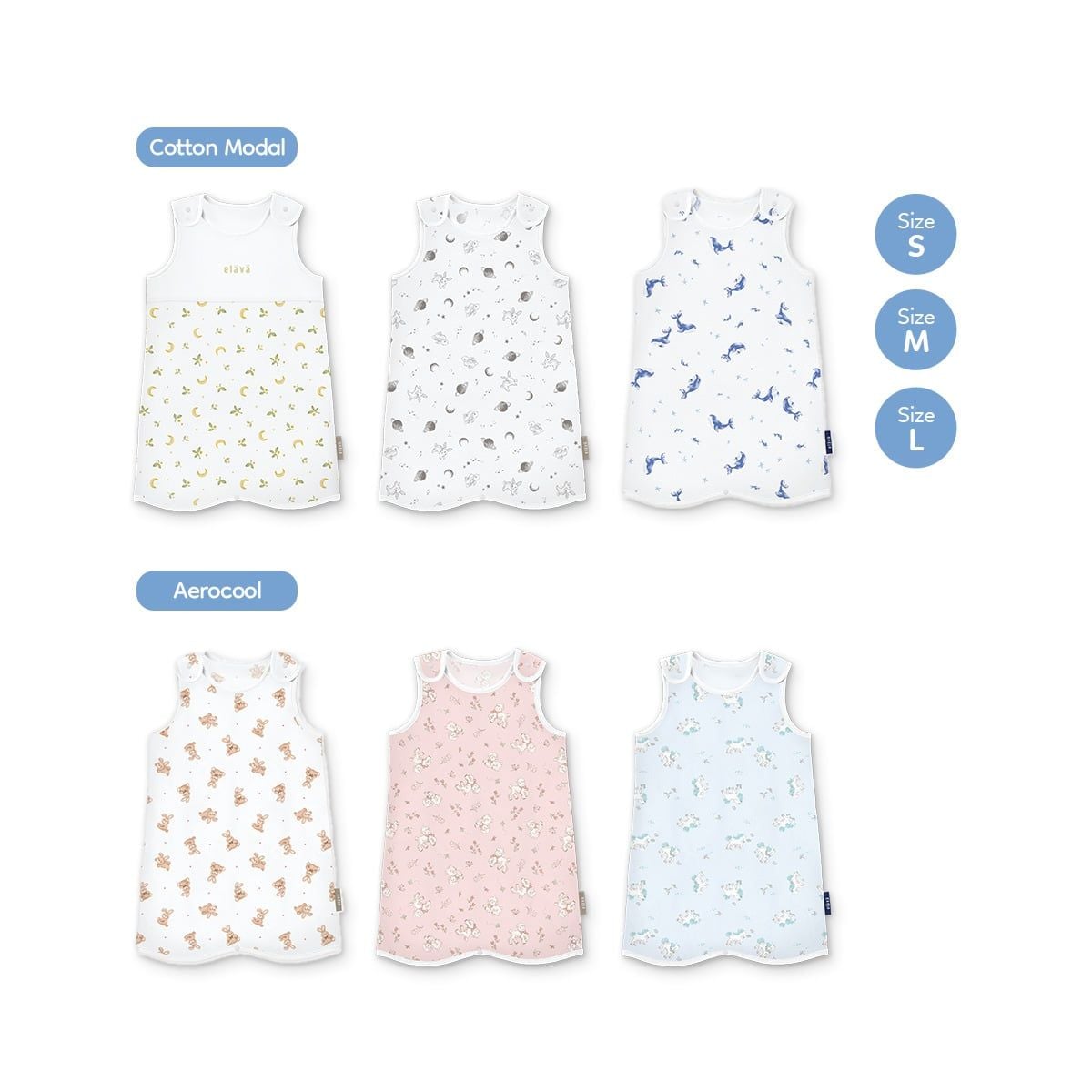 Elava Túi Ngủ Dạng Áo Chất Liệu Aerocool & Cotton Modal Giúp Bé Ngủ Ngon