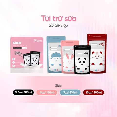 Shapee Túi Trữ Sữa Cảm Biến Nhiệt An Toàn, Tiện Lợi (Hộp 25 Túi)