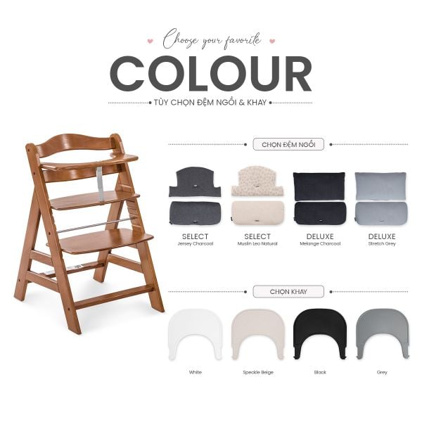 Hauck Alpha+ Ghế Ăn Dặm Bằng Gỗ Thiết Kế Công Thái Học Cho Bé