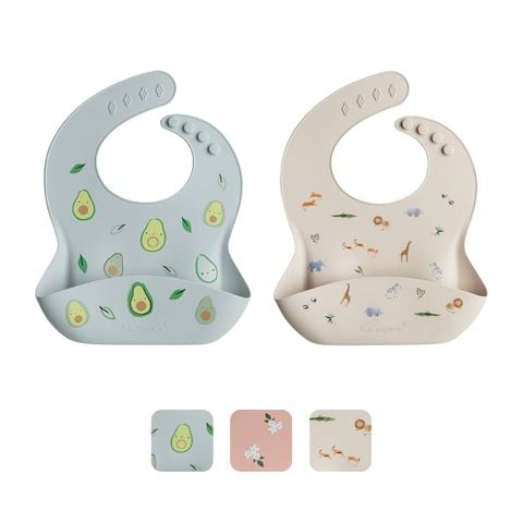 Loulou Lollipop Yếm Ăn Dặm Silicone Có Máng Hứng Chống Thấm Dễ Vệ Sinh