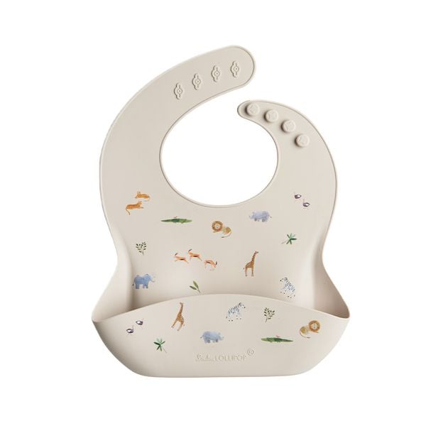 Loulou Lollipop Yếm Ăn Dặm Silicone Có Máng Hứng Chống Thấm Dễ Vệ Sinh
