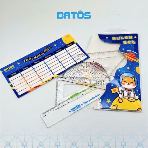 Bộ Thước 4 Sản Phẩm Batos RS-B41 - Tặng Kèm Thời Khóa Biểu