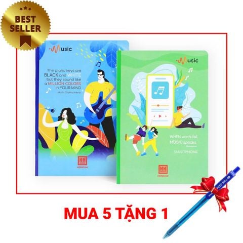 Vở kẻ ngang Hồng Hà 300 trang Sao Mai Music 1692 - ĐL 55 - 57gsm - Mua 5 quyển tặng 1 bút bi