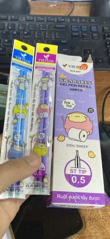 Vỉ 2 Ruột Bút gel xóa được Việt Lợi VLR-607 Ngòi 0.5mm