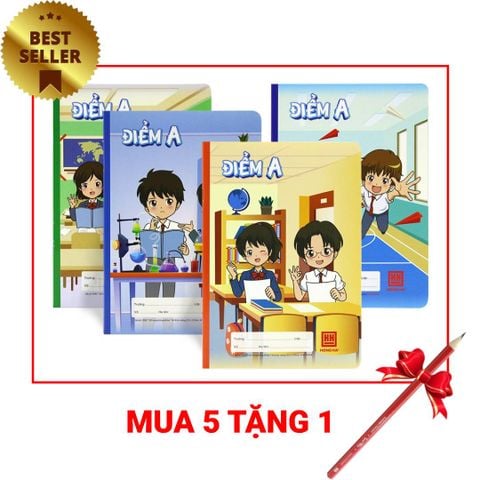 Vở 4 Ô ly Hồng Hà 80 trang Điểm A 0592 - Định lượng 100gsm - Mua 5 quyển tặng 1 bút chì