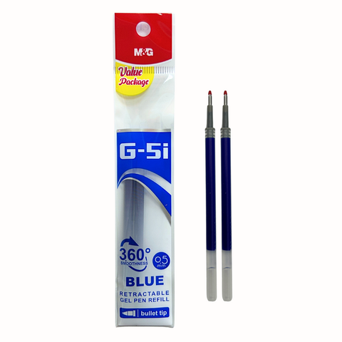 [MUA 10 TẶNG BÚT NƯỚC] Ruột bút nước M&G G-5i ngòi 0.5mm - Mực Xanh/Đen/Đỏ (Vỉ 2 ruột)