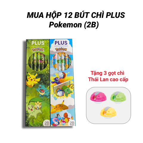[MUA 12 TẶNG 3 GỌT CHÌ THÁI] Bút Chì 2B Pokemon Plus - Màu Xanh lá, Xanh dương