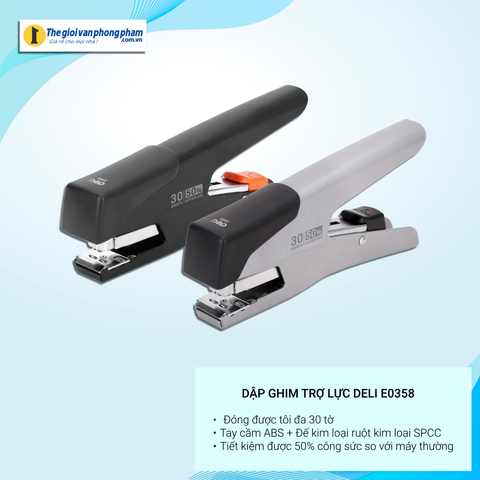 Dập ghim trợ lực Deli E0358 - Dập tối đa 30 tờ