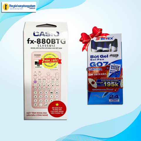 [KM Tháng 11] Máy tính CASIO FX-880BTG (hồng)-Tặng 1 hộp/24 bút cao cấp BITEX trị giá 195K (KM của Hãng)