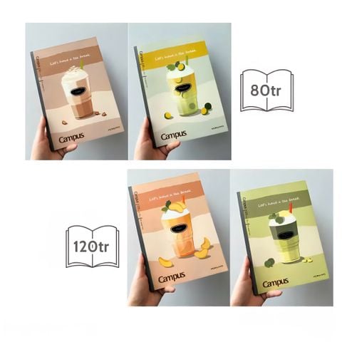[MẪU MỚI 2025] Vở Kẻ Ngang CAMPUS CAFÉ 80 Trang, ĐL 70gsm - Mua 10 Quyển Tặng 01 Bút Bi