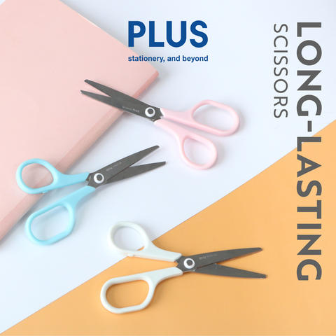 [MẪU 2025] Kéo văn phòng PLUS Long Lasting Scissors – Cắt nhẹ nhàng, an toàn