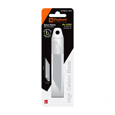 Hộp 10 Lưỡi Dao Rọc Giấy Elephant No.1830 - Lưỡi Dao To 18mm