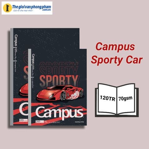 [MẪU MỚI 2025] Vở Kẻ Ngang CAMPUS SPORTY CAR 120 Trang, ĐL 70gsm - Mua 10 Quyển Tặng 01 Bút Bi