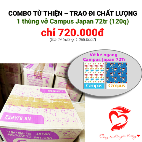 [PHIÊN BẢN GIỚI HẠN - DEAL HOT] Combo 1 thùng vở kẻ ngang Campus Japan 72 trang (120 quyển)