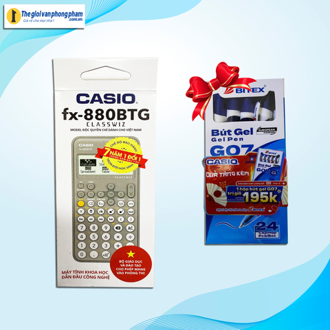 [KM Tháng 11] Máy tính CASIO FX-880BTG (xám)-Tặng 1 hộp/24 bút cao cấp BITEX trị giá 195K (KM của Hãng)