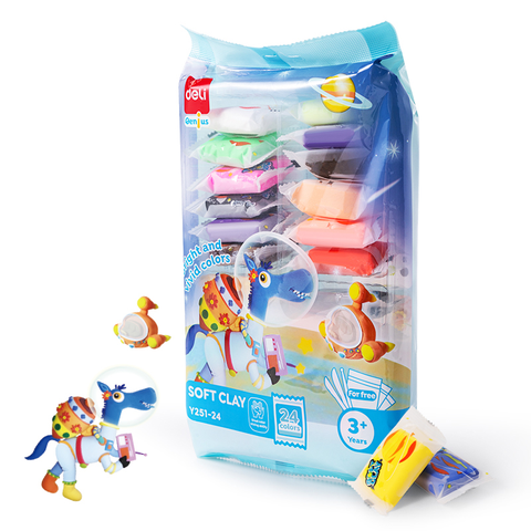 Đất nặn Soft Clay 24 màu Deli Y251-24 - Mềm dẻo, không dính tay