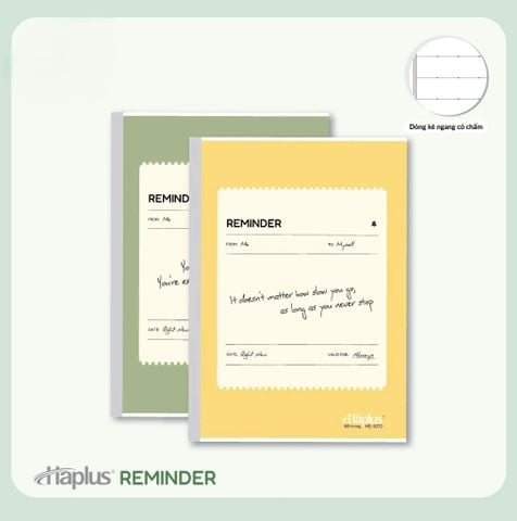 Vở kẻ ngang có chấm Haplus Reminder 120 Trang 9387 - Định lượng 60gsm - Mua 10 tặng 1 bút bi
