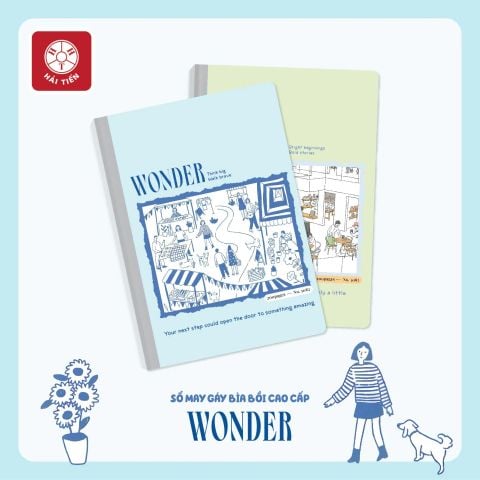 Sổ May Gáy Bìa Bồi A4 Hải Tiến 200 Trang WONDER 5082 - Kích thước 210 x 297 mm, Định lượng 70gsm