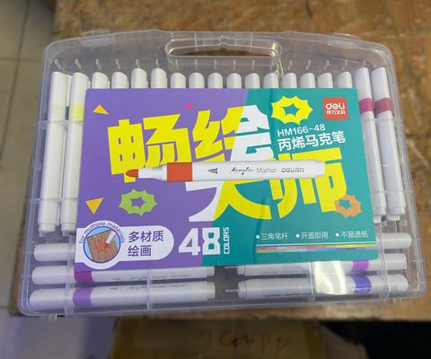 [GIẢM SỐC] Bút sơn Acrylic Marker 48 màu Deli HM166-48 - Chống nước, vẽ trên mọi chất liệu