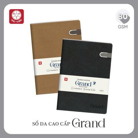 Sổ Bìa Da Cao Cấp Hải Tiến GRAND 8 Khuy Bấm Nam Châm 9950 - Kích Thước: 175x250mm (Khổ B5), Định Lượng: 80gsm, 240 Trang