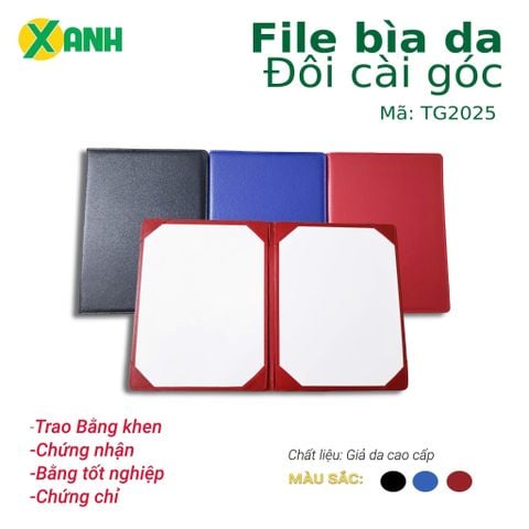 [MẪU MỚI] File Bìa Da Đôi Cài Góc TG2025 - Kích thước: 317x220mm - Sử dụng trong Hội Nghị, Trao Giải/Chứng Nhận/Chứng Chỉ/Bằng Khen/Bằng Tốt Nghiệp