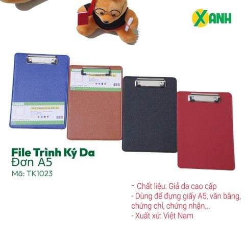 [MẪU MỚI] File Trình Ký Da Đơn A5 Mã TK1023 - Kích thước: 18x24,5cm
