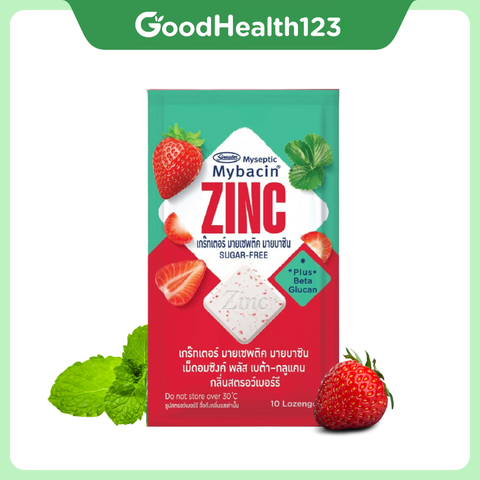 [2 gói] Kẹo Mybacin Zinc Plus - Vị Trái Cây The Mát Không Đường - Gói 10 Viên - Hàng Thái Lan