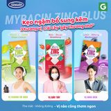 [3 gói dâu] Kẹo Mybacin ZinC Plus - Vị trái Cây The Mát Không Đường - Hàng Thái Lan