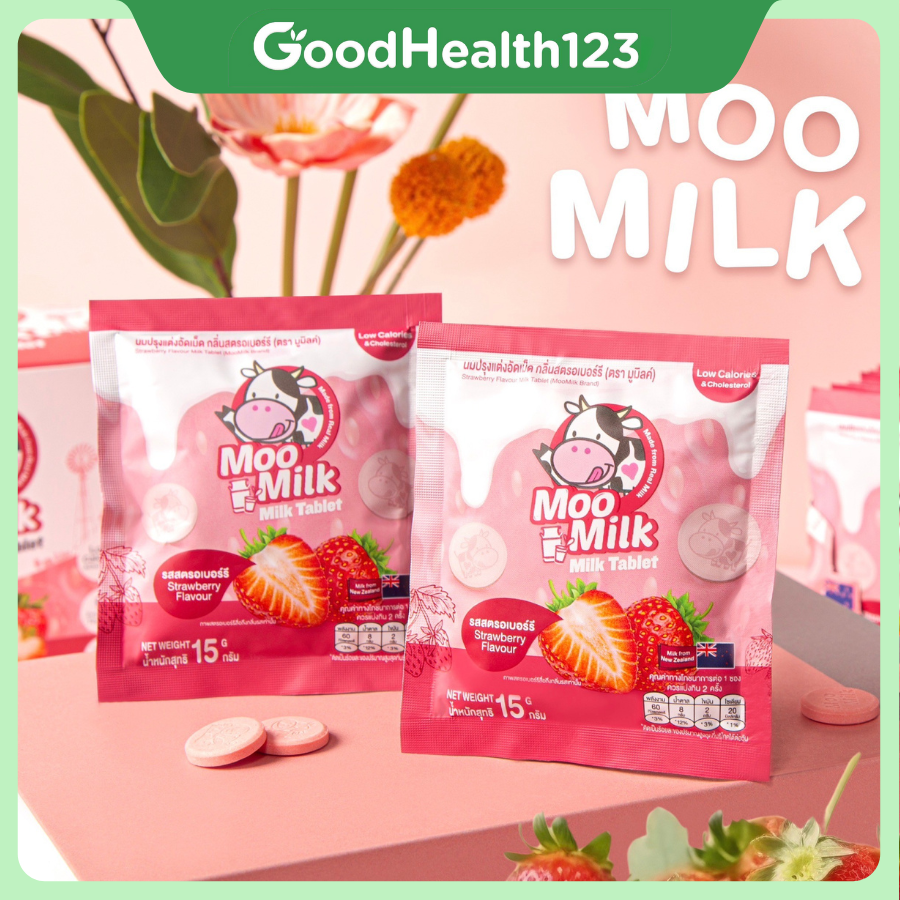 [2 gói dâu] Kẹo Sữa Bò Moo Milk – Thơm Ngon, Bổ Dưỡng Từ Sữa New Zealand - Gói 25g [Hàng Thái Lan]
