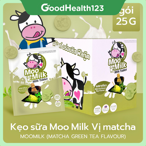 [Hộp 10 gói Matcha] Kẹo Sữa Bò Moo Milk – Bổ Dưỡng Từ Sữa New Zealand, Thơm Ngon Khó Cưỡng [Hàng Thái Lan]