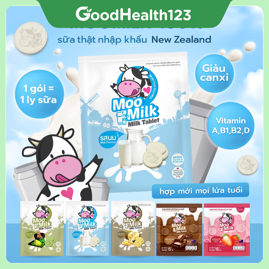 Combo 4 Vị Kẹo Sữa Bò Moo Milk – Đủ Hương Vị, Đủ Dinh Dưỡng [Hàng Thái Lan]