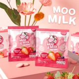 [Hộp 10 gói Dâu] Kẹo Sữa Bò Moo Milk – Bổ Dưỡng Từ Sữa New Zealand, Thơm Ngon Khó Cưỡng [Hàng Thái Lan]