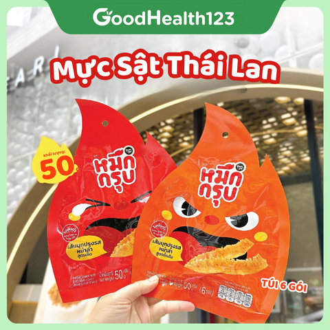 [2 cam] Mực Sật Thái Lan - Snack Konjac SunSu - Cay tê, Giòn Sật - Bịch 6 gói 50g
