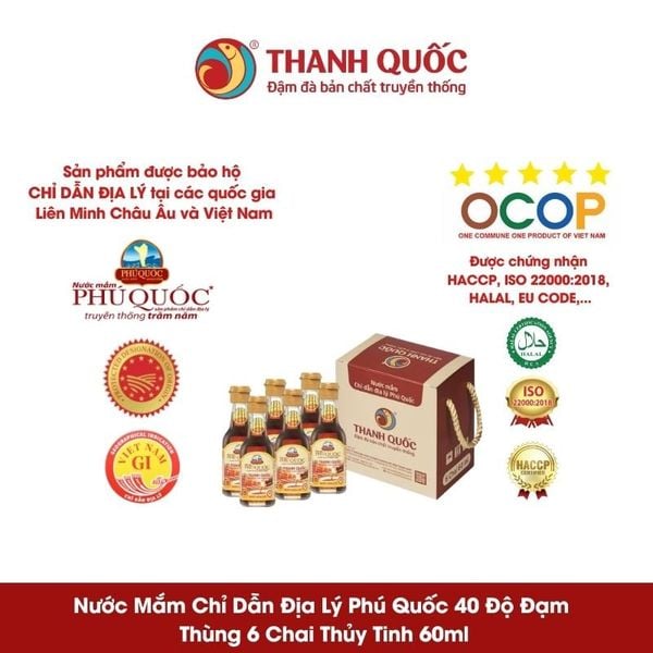 NƯỚC MẮM CHỈ DẪN ĐỊA LÝ PHÚ QUỐC - THANH QUỐC 40 ĐỘ ĐẠM, CHAI 60ML