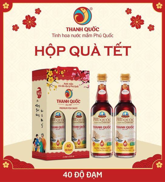 Nước Mắm Chỉ Dẫn Địa Lý Phú Quốc - Thanh Quốc 40 độ đạm, phân loại bao bì Tết