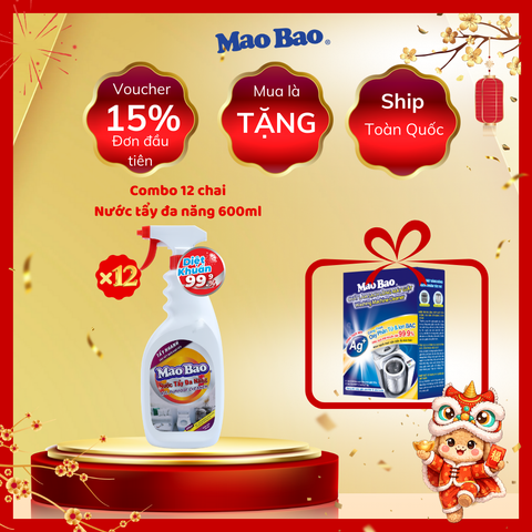  Combo: 12 Chai Nước Tẩy Đa Năng Mao Bao 600ml (1 thùng) 