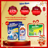  Combo 4 Hộp Chất Vệ Sinh Lồng Máy Giặt 306g, Tặng 1 Chai Nước Kháng Khuẩn Quần Áo Mao Bao 220g 