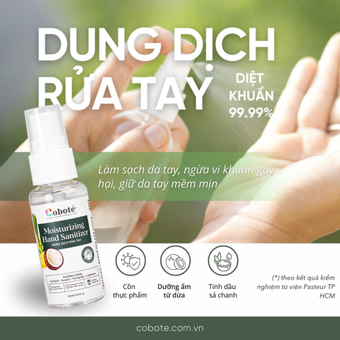  Nước rửa tay khô Coboté 30ml Giúp Sát Khuẩn Hiệu Quả, Dưỡng Ẩm Da Tay Tự Nhiên 