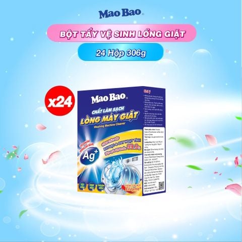  [1 Thùng] Combo 24 Hộp Chất Vệ Sinh lồng máy giặt Mao Bao Ag+ 306g - Loại Bỏ Cặn Bẩn, Khử Mùi Cho Máy Giặt Cửa Trên/Trước 