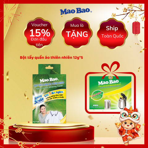  Bột tẩy quần áo thiên nhiên Mao Bao với công thức Baking soda (12 g x 5 gói) 
